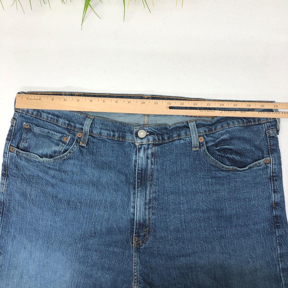 Levis 505 Jeans Mens 42x30 Blue Medium Wash Straight Leg Denim Stretch - Picture 7 of 13